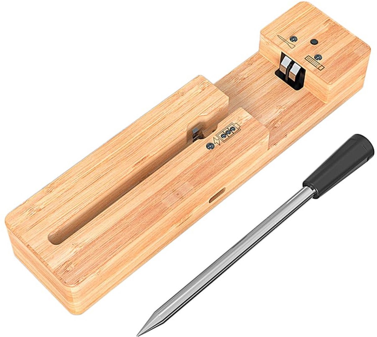 Omgoods - Digitale Vleesthermometer - Draadloze Thermometer voor Grillen - Slim en Nauwkeurig - Geschikt voor Roken - Ideaal voor BBQ - Zwart