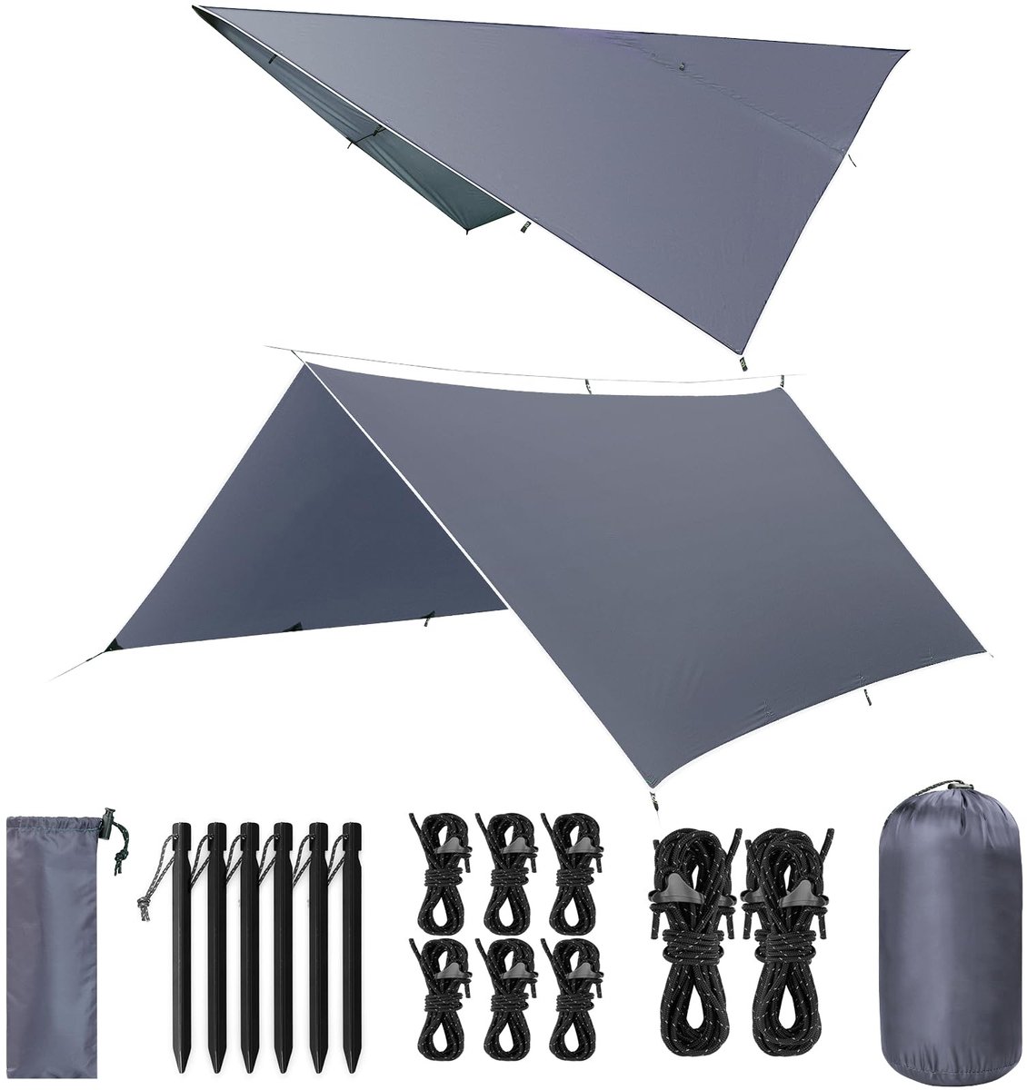 Omgoods - Waterdichte Tarp 3 x 3 m - Lichtgewicht Tentzeil met 9 Oogjes