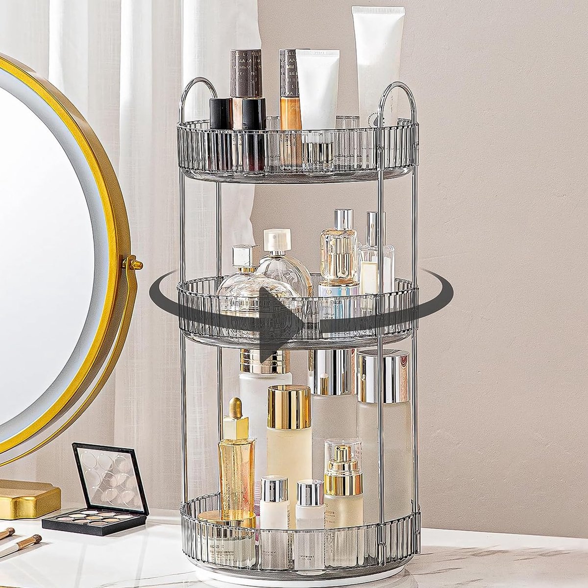 Omgoods - Make-up Organizer, 360 Graden Draaiend met 3 Laagjes