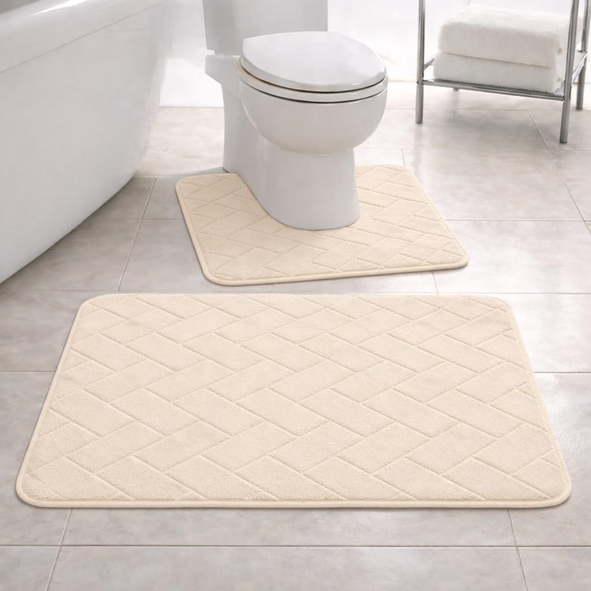 Omgoods - Badmat van Geheugenfoam - Extra Absorberend en Antislip in Crème
