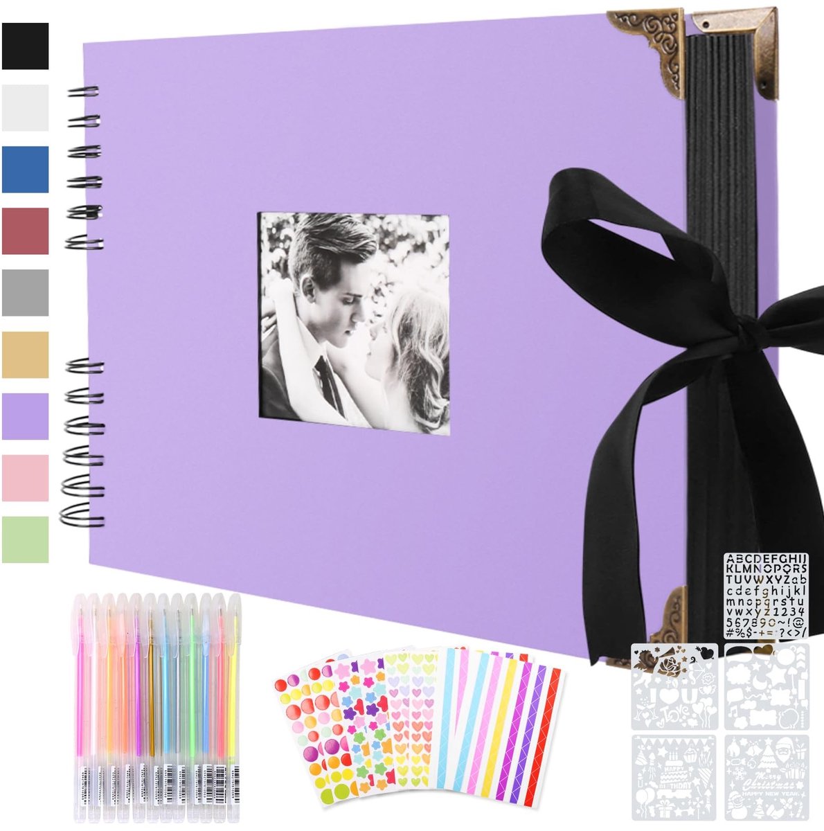 Omgoods - Scrapbooking Foto Album met 80 DIY Pagina's en Stencils in Paars