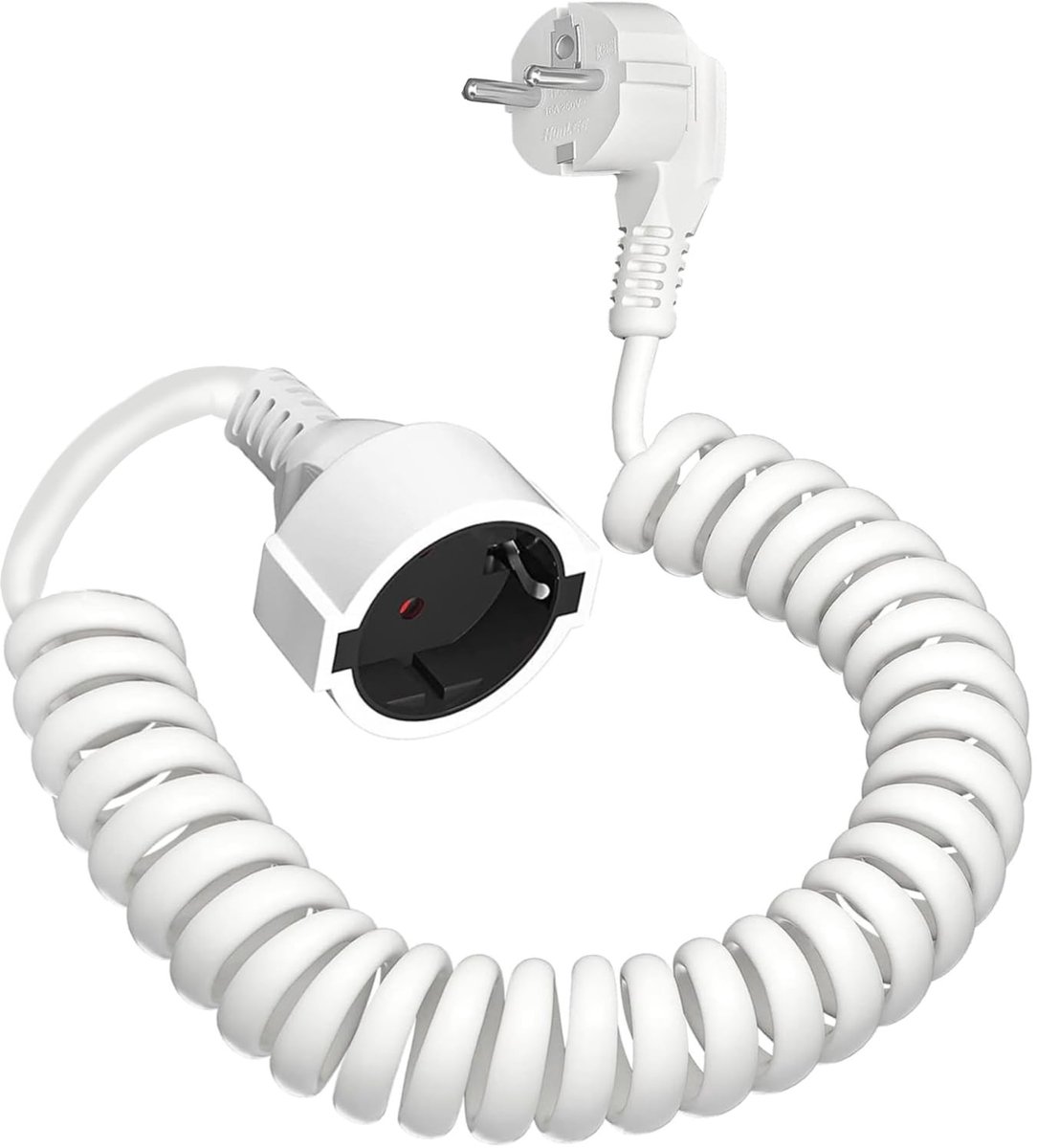 Omgoods - Schuko Verlengkabel - Spiralen van 0.55 m tot 2 m - Veilig en Flexibel
