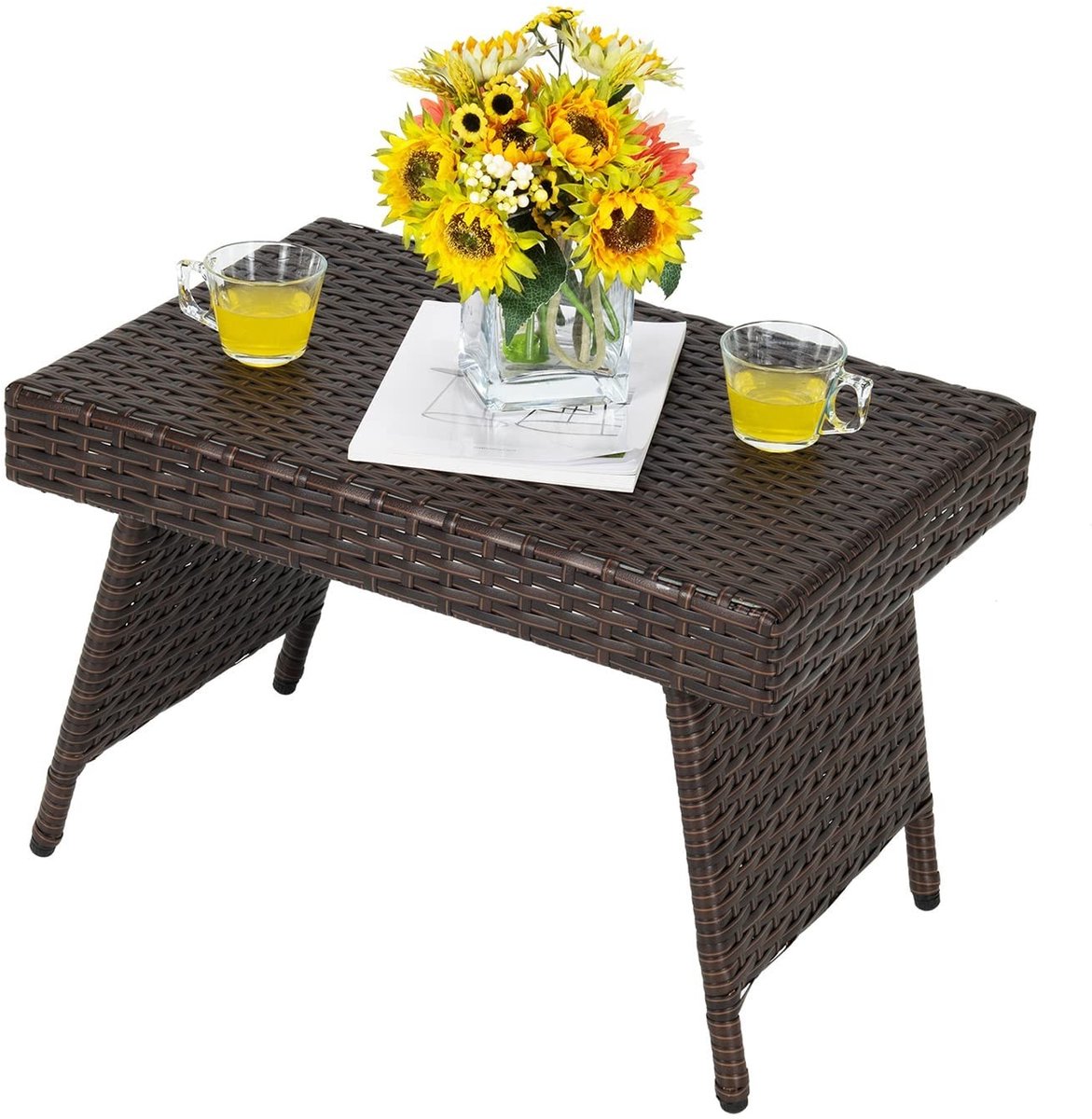 Omgoods - Ronde Rattan Tuin Tafel 60 x 40 cm