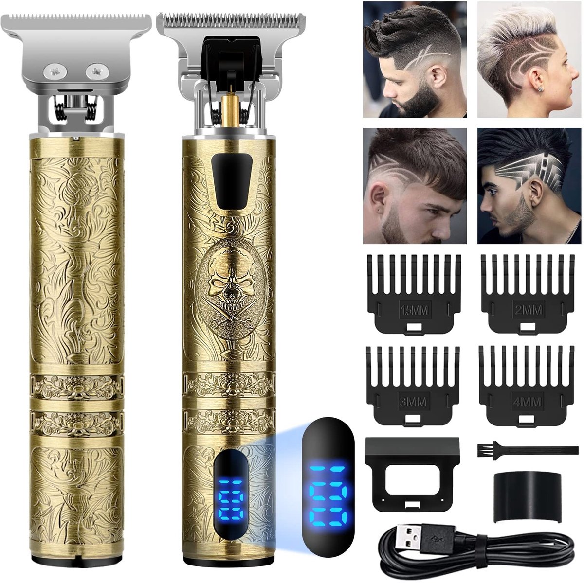 Omgoods - Professionele Haartrimmer met LED-display en 4 Kammen