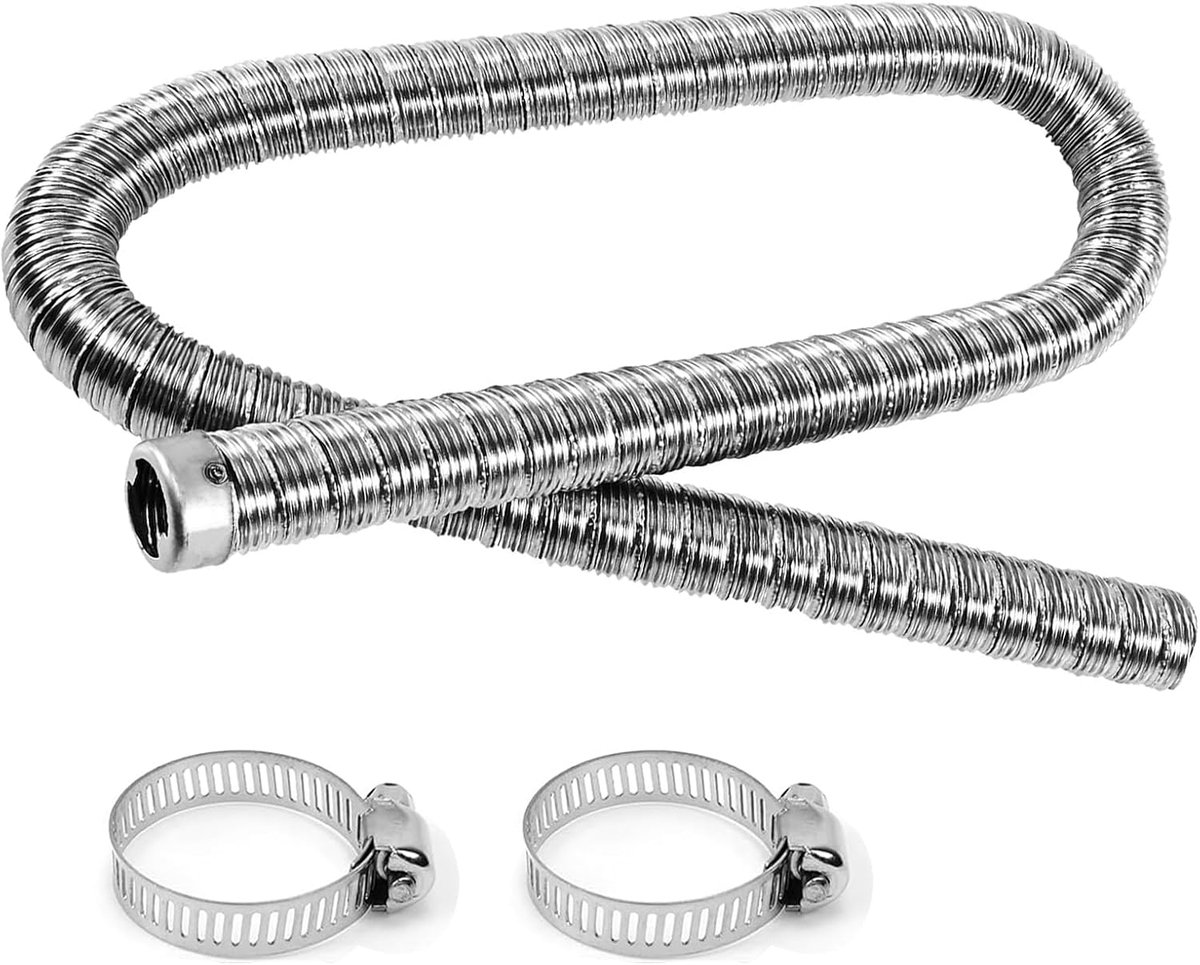 SnelShoppen - RVS Hulpelement Verwarmingsbuis 100 cm x 24 mm, Flexibele Afvoerpijp voor Auto, Generator of Brandstoftank - Ideaal voor Vloerverwarming