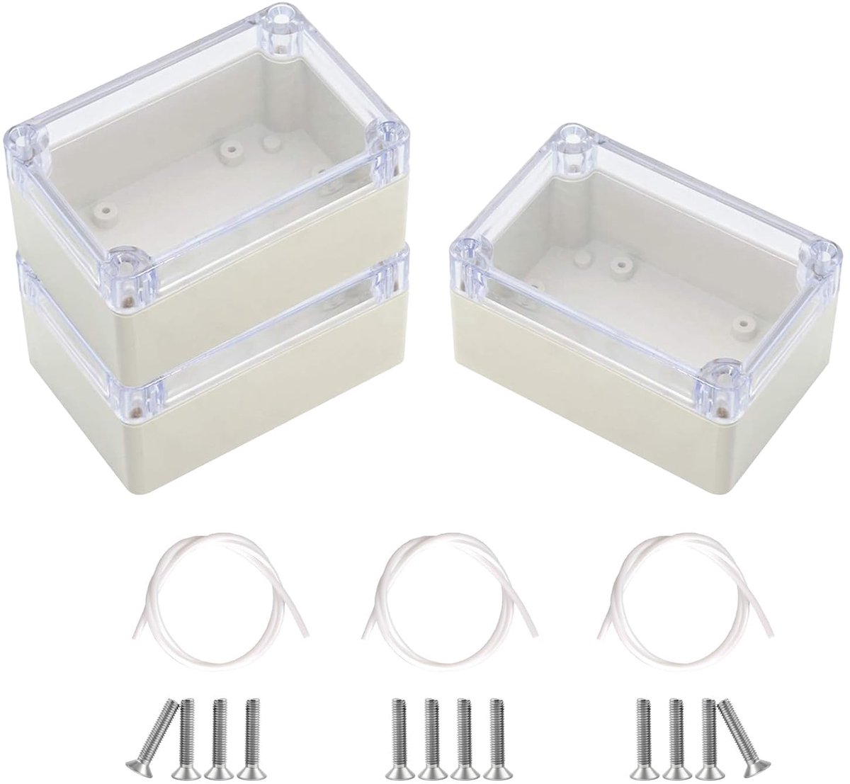 3 Pack Waterproof IP65 Empty Enclosures Industrial Housing Electronic Case with Transparent Cover for Indoor and - ShopVlot