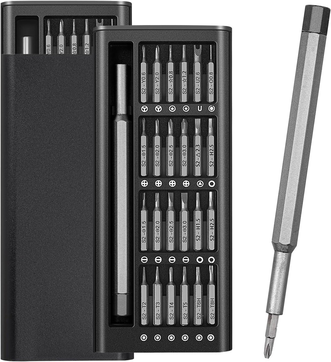 SnelShoppen - 24-in-1 Kleine Precisieschroevendraaierset Magnetisch, Professionele Alles-in-één Gereedschapsset met Opbergdoos voor Telefoon, Brillen,