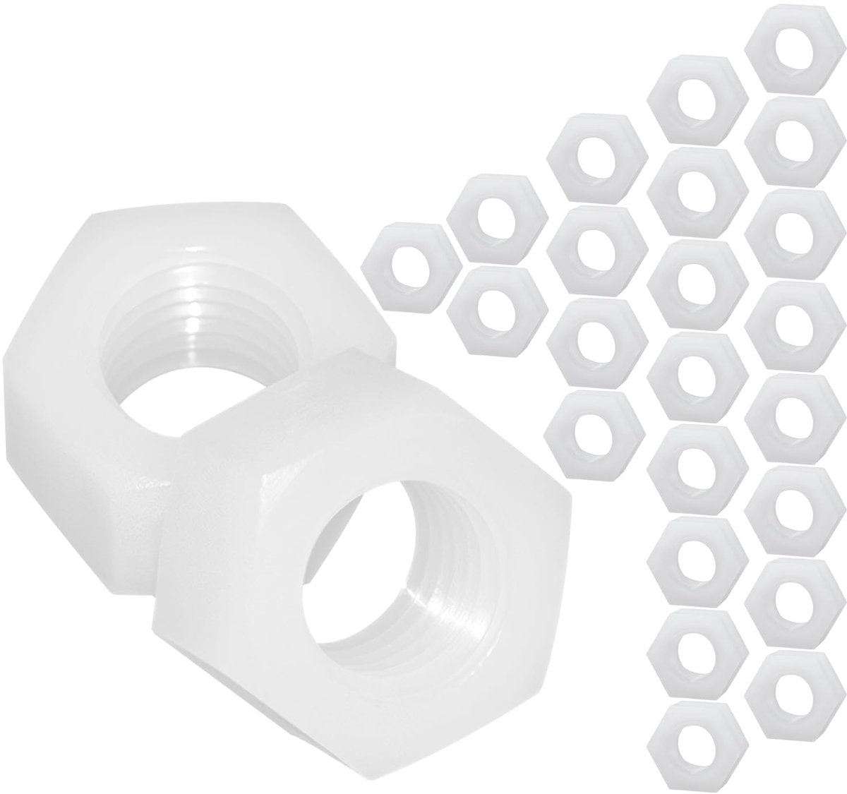 25pcs M3 Nylon Hex Nuts White Hex Nuts Plastic Hex Nuts for Screws Bolts - ShopVlot