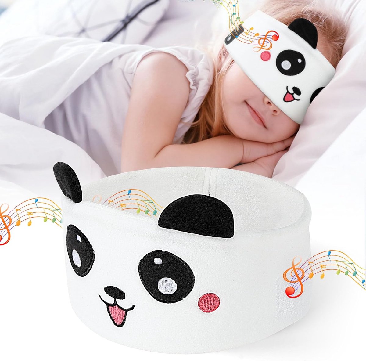 Slaapmasker voor kinderen - 100% blackout - Panda design - Draadloze hoofdtelefoon voor comfortabel slapen - SnelShoppen