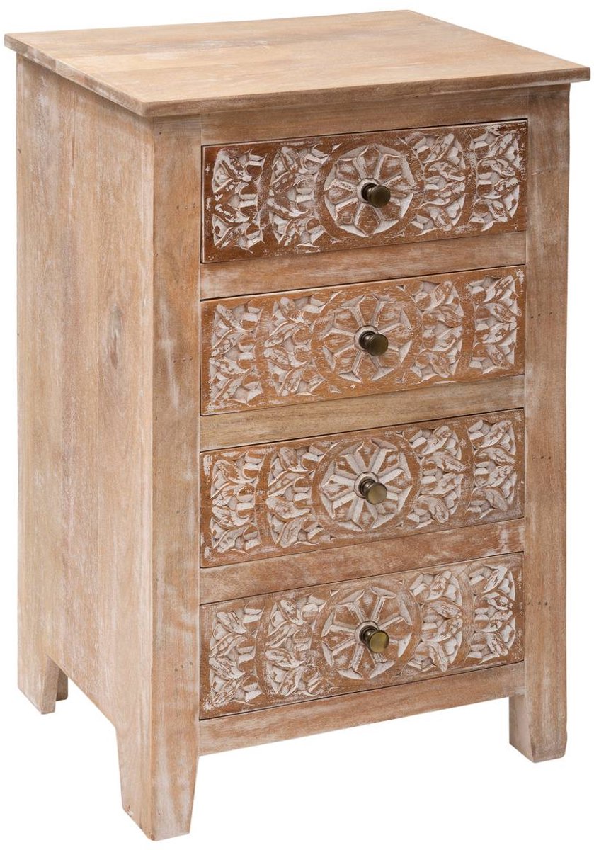Atmosphera Créateur d'intérieur® Commode met 4 lades van handgesneden mangohout SHIREL Beige