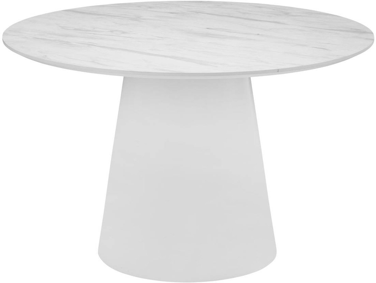 Atmosphera Créateur d'intérieur® Ronde eettafel voor 4 personen met marmerlook-blad TAQUARI Blanc