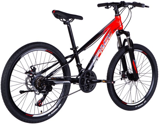 Mars - Kinderfiets - 24 inch - 21 versnellingen - Schijfremmen - 130-160 cm - Rood/Zwart - Jongen van Mars — afbeelding 3