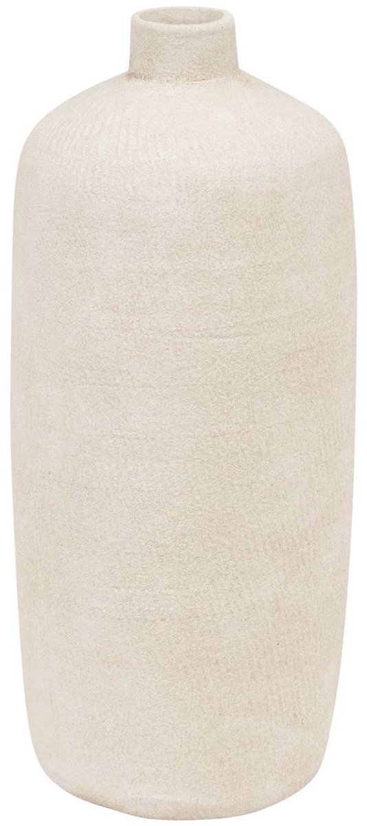 Atmosphera Créateur d'intérieur® Hoge, geribbelde cilindervormige vaas van steengoed ROMIA Beige