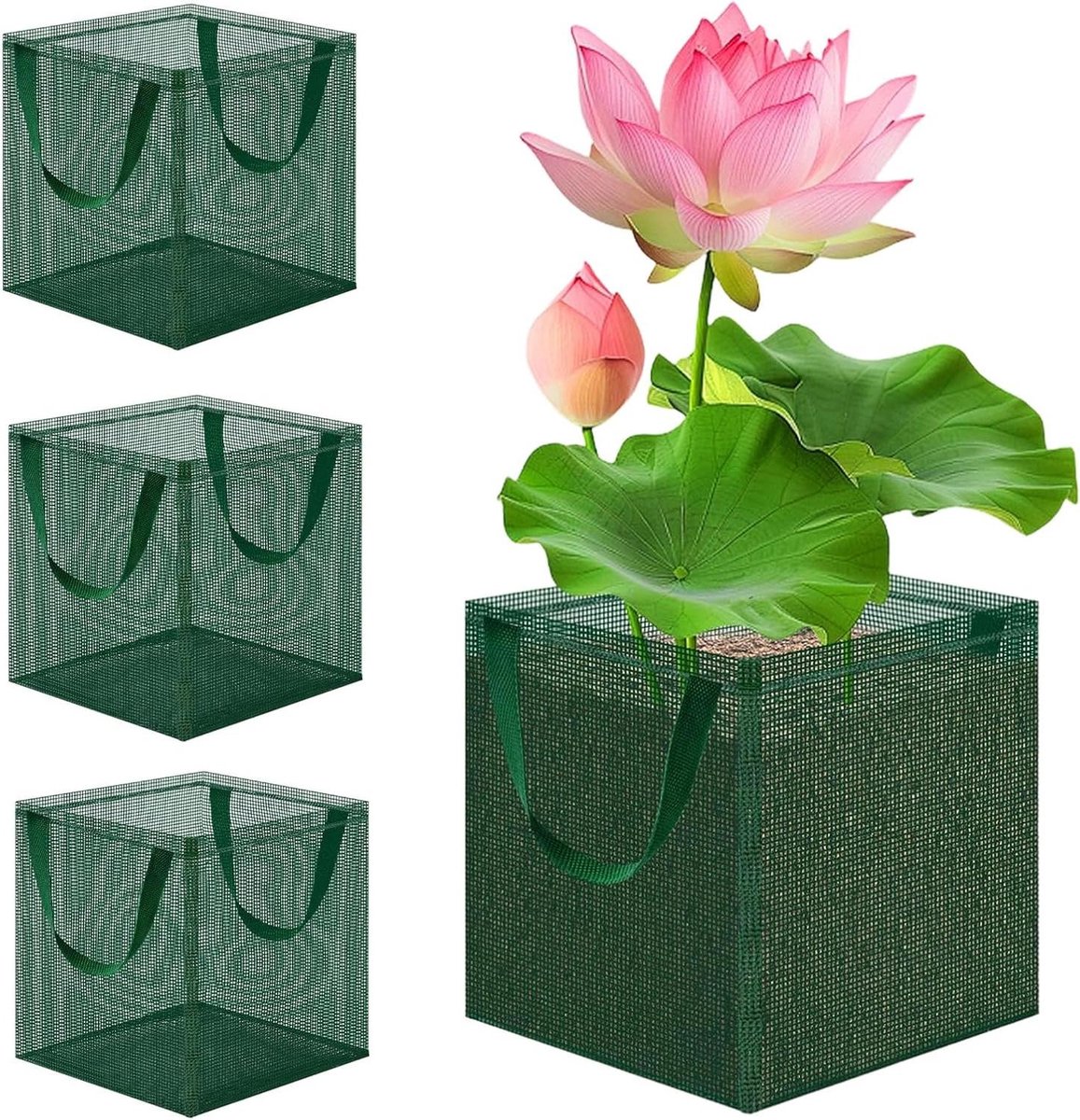 Vijverplantenmanden - Plantmanden Waterplanten - Waterplanten Kweken - Optimale Wortelbeluchting - 18 x 18 x 18 cm - Groen
