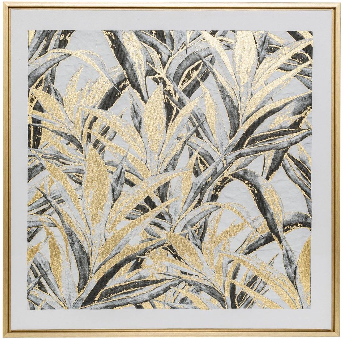 Ingelijst schilderij met plantenmotief en goudaccenten AVA