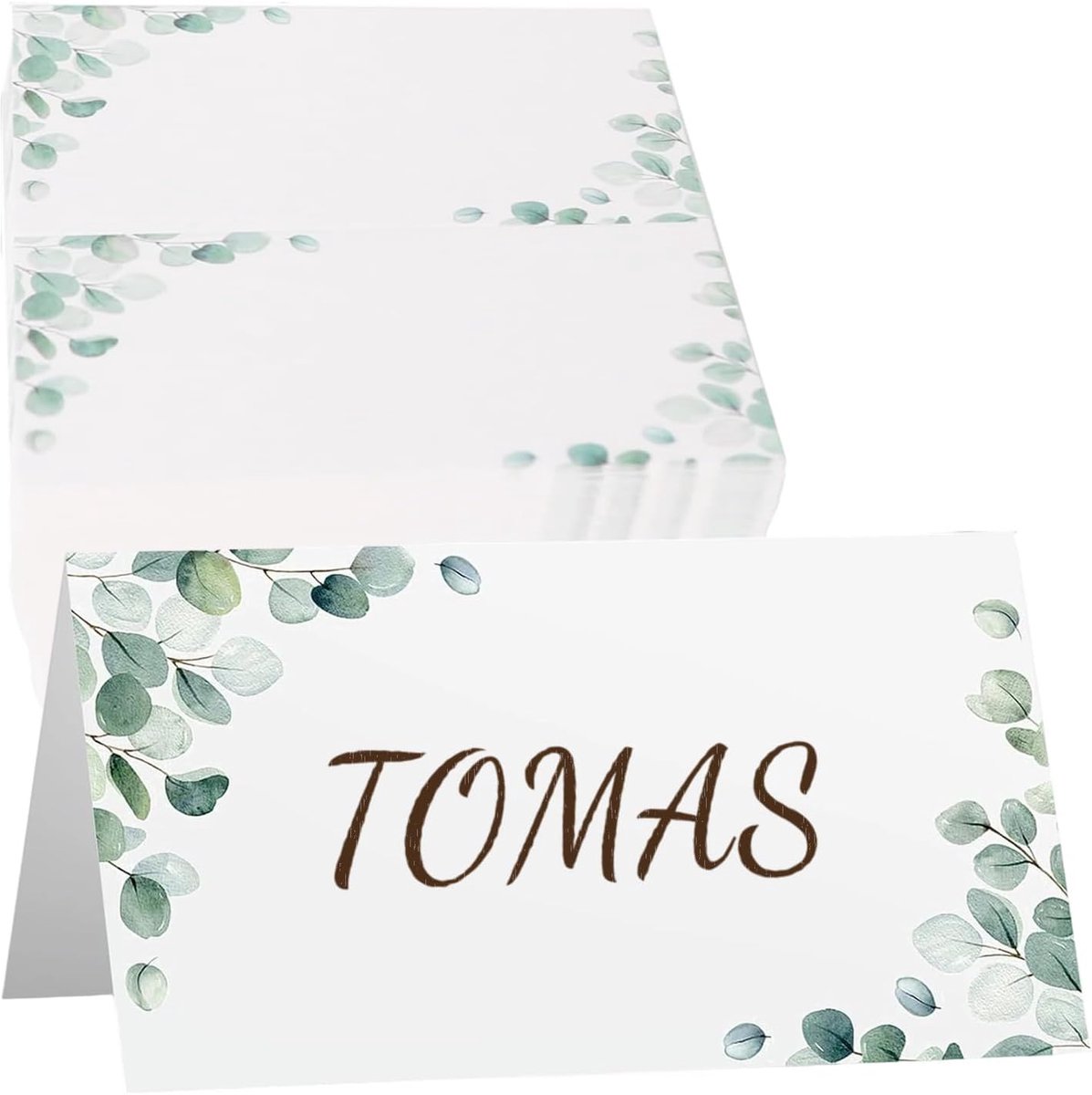 Plaatskaartjes, Bladeren Tafelkaartjes, Witte En Groene Gevouwen Tafelkaartjes Voor Kerstdiners, Verjaardagsfeesten en Bruiloftsdecoraties