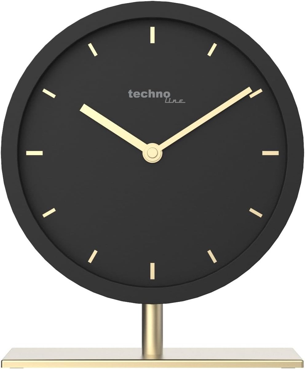 SnelShoppen - Elegante tafelklok goud en zwart, kwartshorloge met luid movement, moderne wandklok voor woonkamer, kantoor, decoratie, luxe design