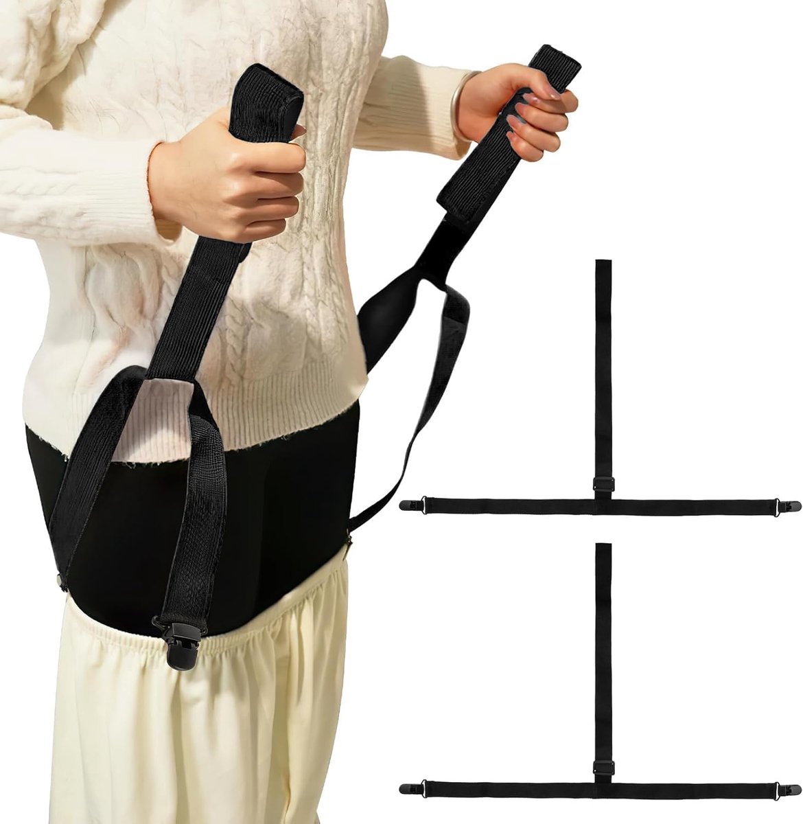 2 stuks aantrekhulp voor broeken, clip en trekhulp, riemhulp, schoenen, kousen, broeken, verstelbaar, voor ouderen, gehandicapten, zwangere vrouwen, zwart