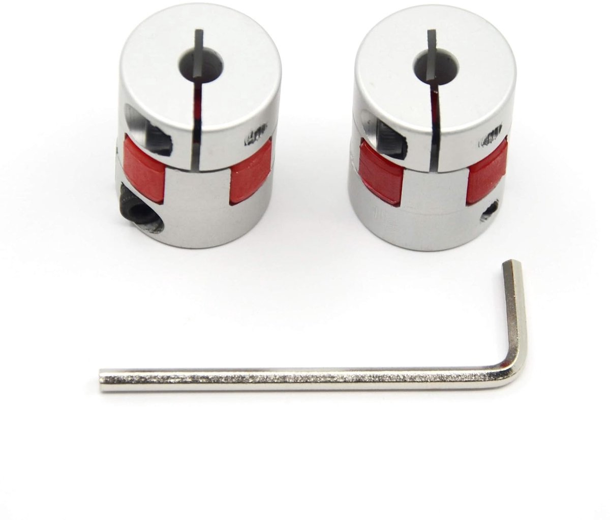 2 stuks pruim aluminium flexibele koppelingen van 5 mm tot 5 mm diameter, 20 mm lengte, 25 mm diameter, voor CNC-3D-printer en servomotor (5 x 5 mm)