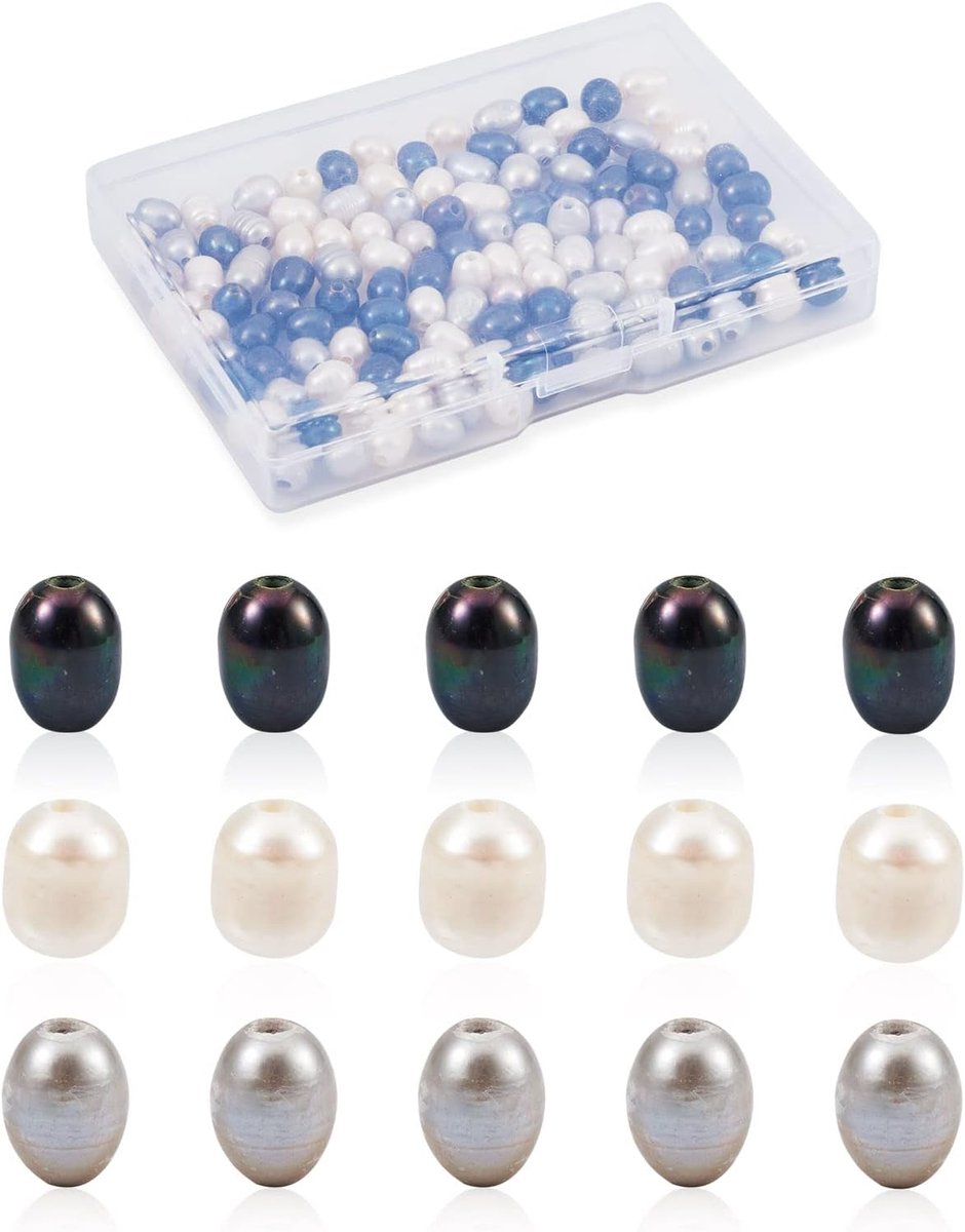 120 stuks natuurlijke ovale zoetwaterparels 3 kleuren rijstvorm groot gat parel kralen voor doe-het-zelf ambachtelijke kettingen choker armband sieraden maken