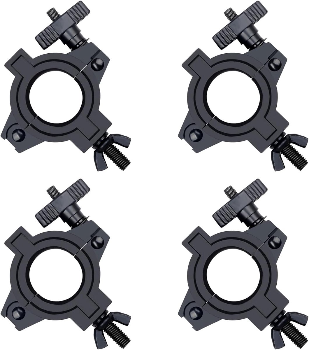 Trussklem, Zware Montagehaak voor DJ-verlichting, Verlichting O-klem Geschikt voor 3 Maat Pijpdiameter: 25mm/1inch, 38mm/1.5inch, 50mm/2inch 4-Pack Zwart
