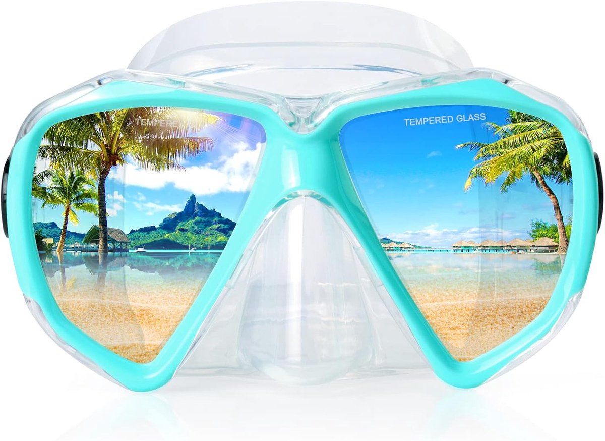Duikmasker, 180°View HD snorkelen/duikmasker, anti-condens, duikbril en lekvrij, snorkelmasker, duikset voor volwassenen en kinderen