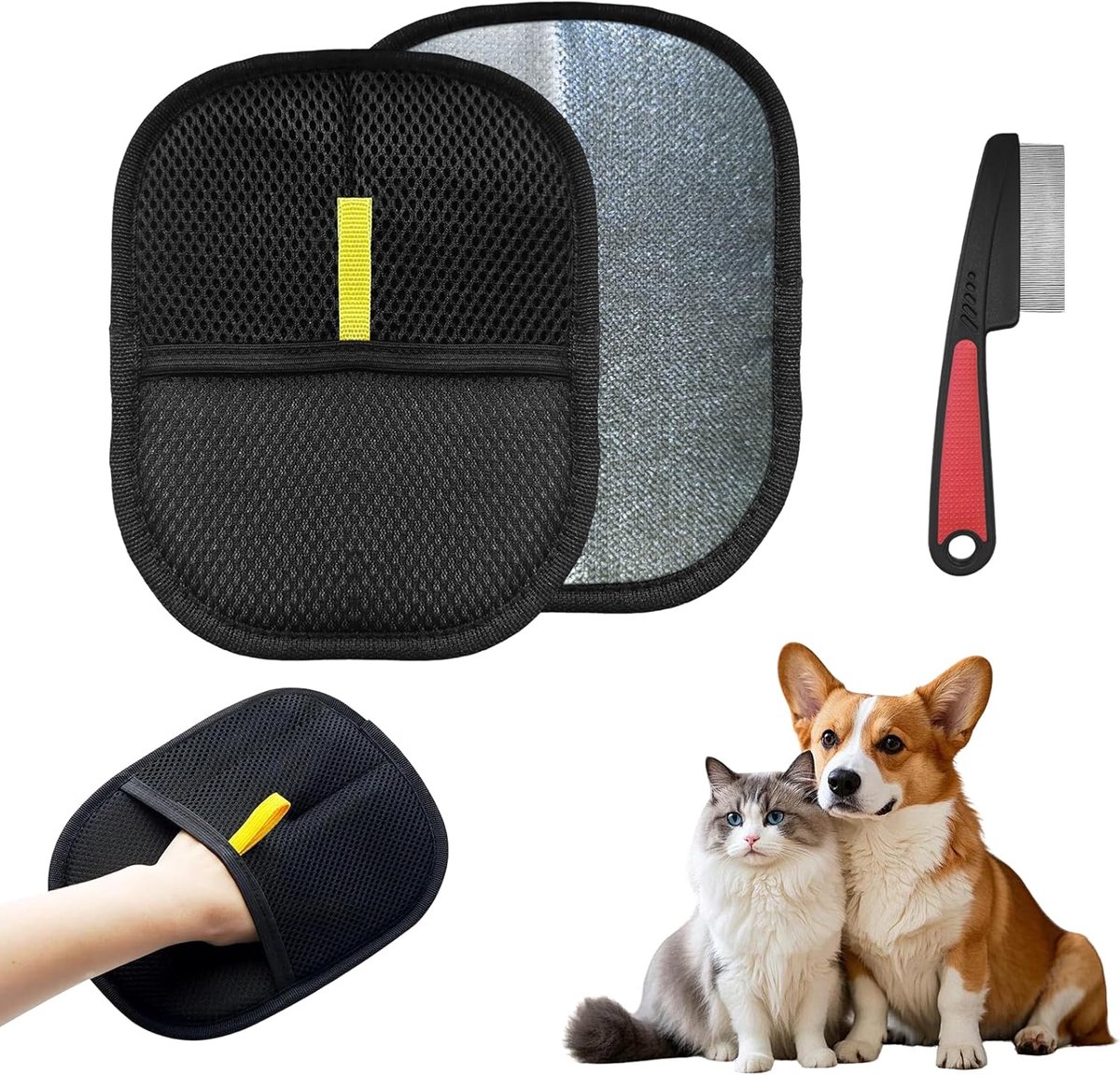 Handschoenen, dierenhaarverwijderaar handschoen, huisdierhaarverwijderingshandschoenen, herbruikbare statische ontharingshandschoenen, met ontharingskam