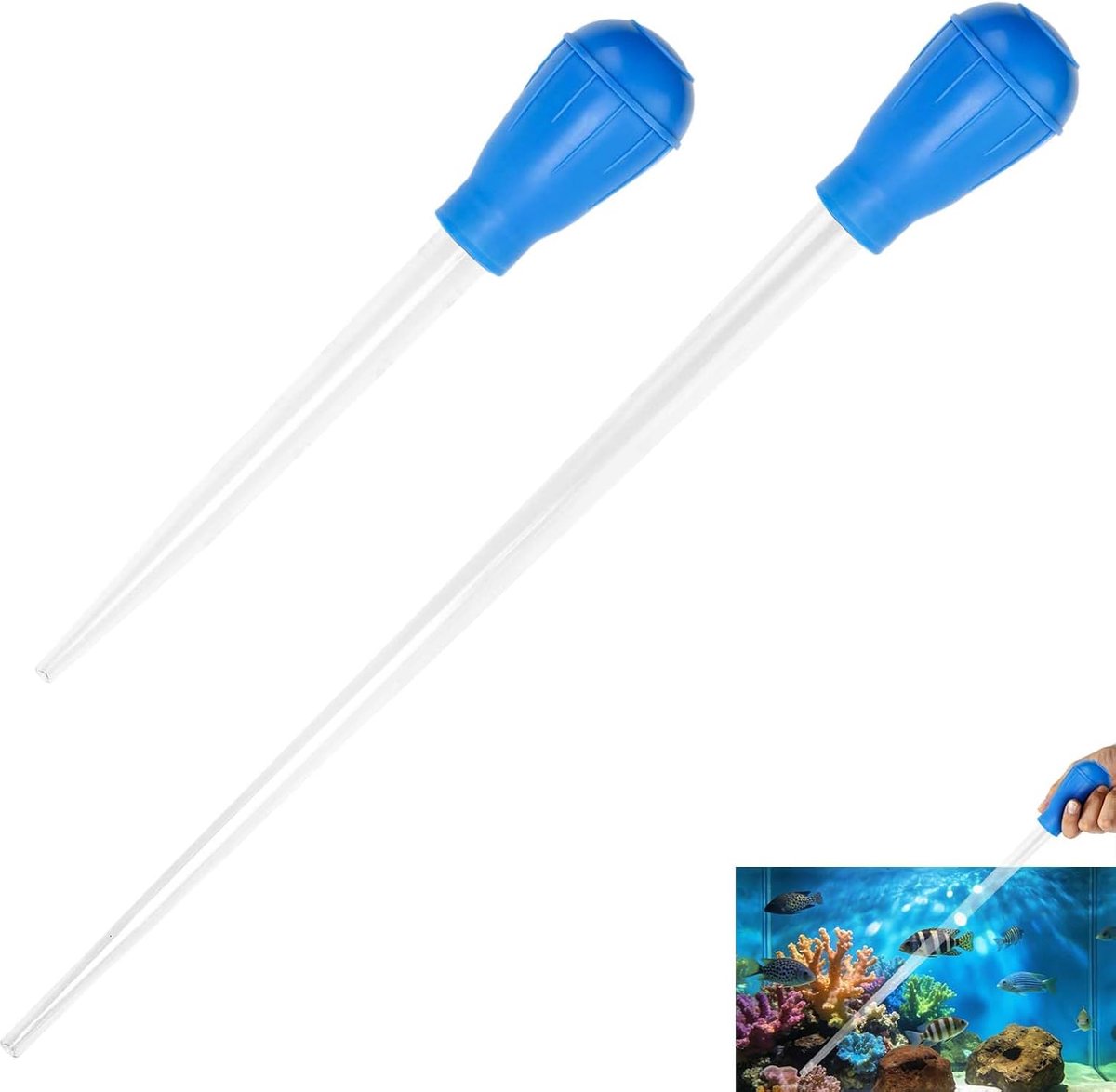 2 stuks, 30 ml en 50 ml, grote pipet met zuigballon, pipetten voor aquarium, waterverversing, mulafzuiging, koraalvoer
