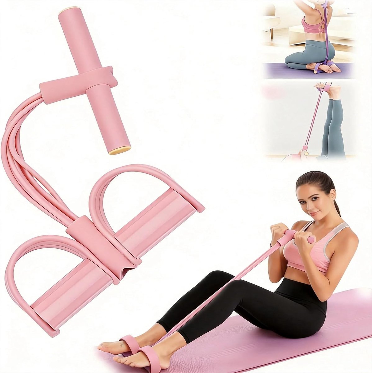 Buiktrainer voor thuis, expander fitness, buiktrainingsapparaat, rugtrainer, sit-up trainingsapparaat, bodybuilding expander, full-body trainer, sportuitrusting voor thuis 52 x 24 cm