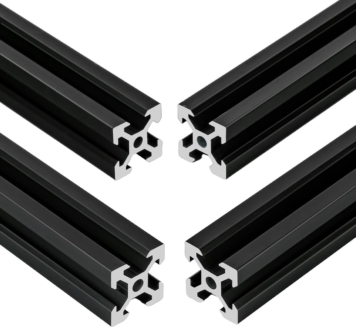 4 stuks V-type systeemprofielen 2020 250 mm aluminium profiel, geëloxeerde lineaire rail, 20 x 20 aluminium profiel voor 3D-printers, doe-het-zelf CNC-machines enz. (250 mm)