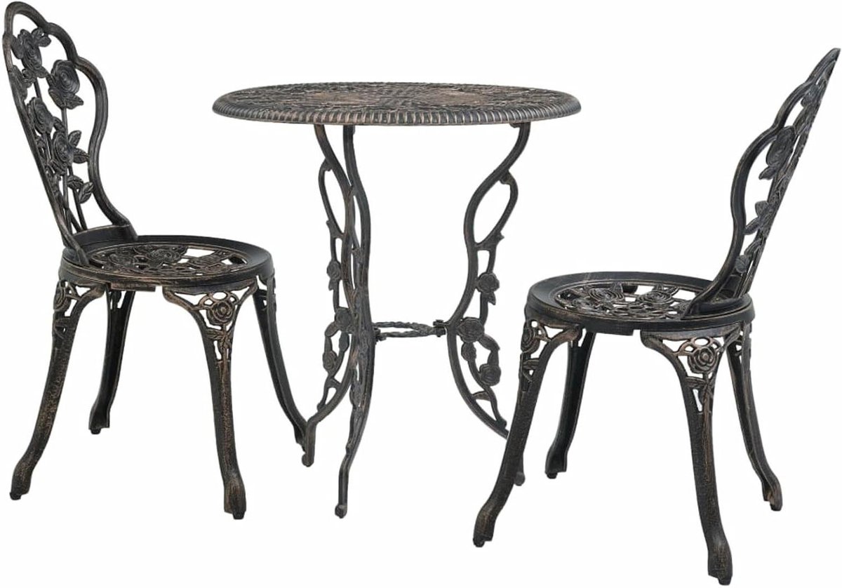 Bistroset Gegoten Aluminium - Tuinset Balkon Tafel - Buiten Zitten - 3-Delig - Niet Gespecificeerd - Niet Gespecificeerd