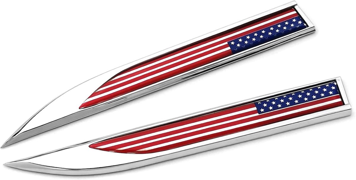 Autostickers Amerikaanse Vlag 5,8"x0,8" - Epoxy Zinklegering - Met Lijm - Voor Auto Decoratie - SnelShoppen