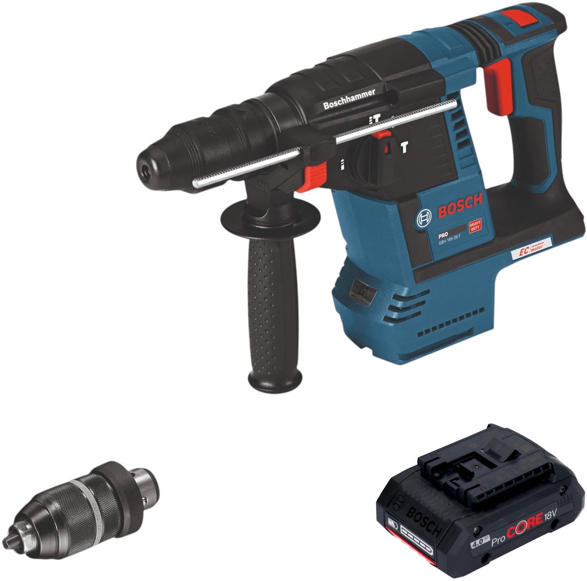 Bosch GBH 18V-26 F accuboormachine 18V 2,6J SDS-Plus Solo + snelwisselboorkop - zonder accu, zonder oplader ( 0611910000 )