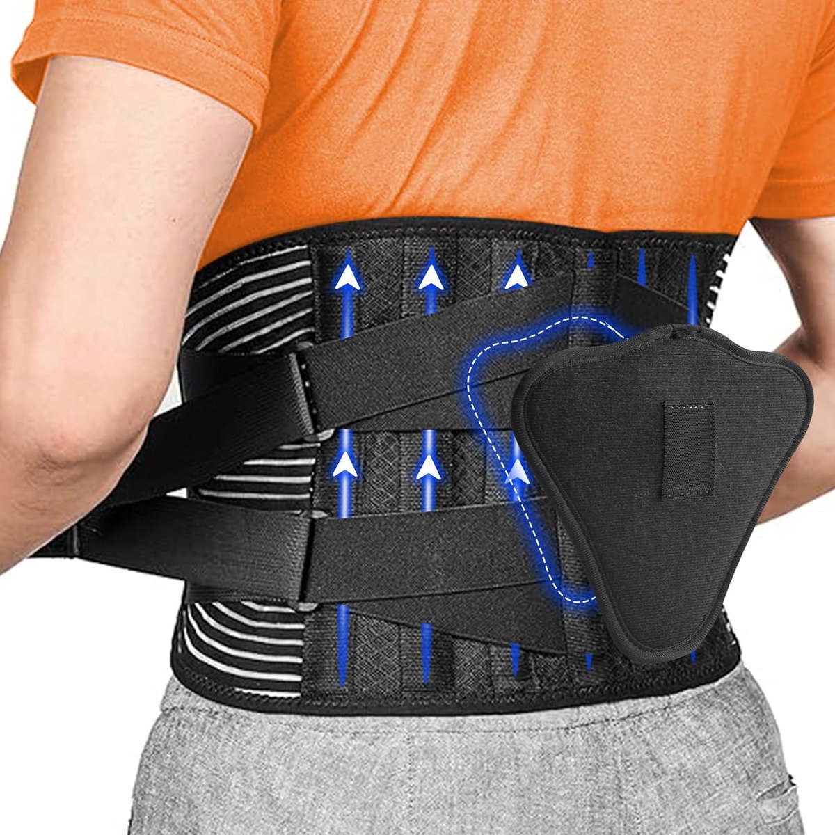 M MOACC Lumbar Belt for Men and Women with 6 Metal Holders, Back Strap, Hip Belt, Sciatica, Adjustable and Breathable - ShopVlot