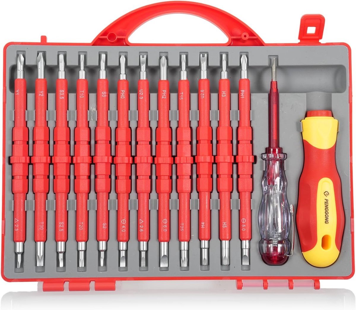 SnelShoppen - 500V Geïsoleerde Schroevendraaierset, 12-delige Professionele Set met Dubbele Geïsoleerde Handgreep, Antislip, Hoogwaardige Schroevedraa