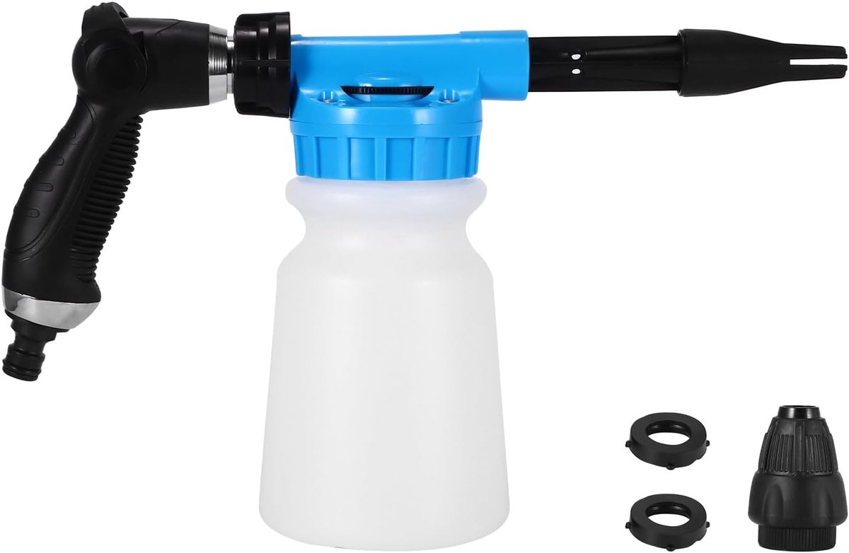 SnelShoppen - Multifunctionele Car Foam Gun - Verstelbare Schoonmaakspuit voor Auto, Motor en Tuin - 32 Ounce, Blauw - Effectief Schuimwassen