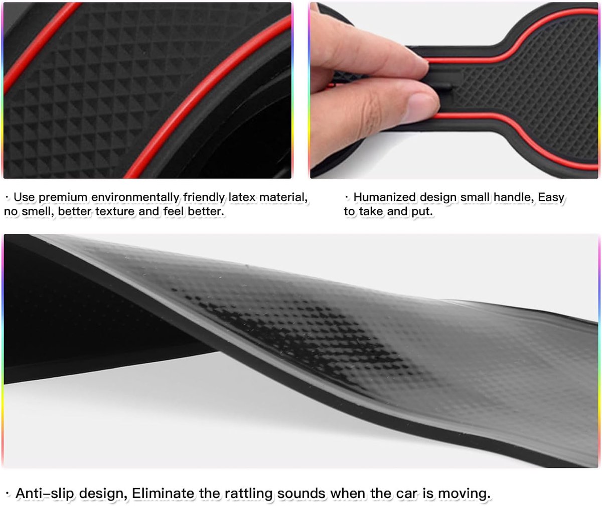 SKTU Anti-slip Mats, Compatible with 2022-2023, 2024, Rubber Mats, Door Slot Mat (Red) - ShopVlot