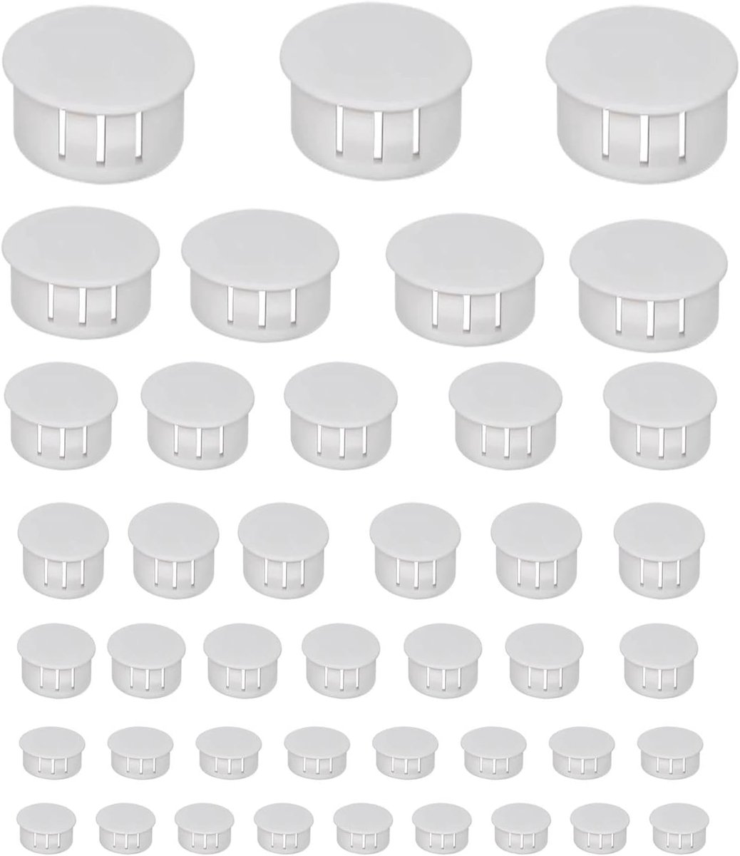 SnelShoppen - Cover Caps Set 170 Stuks Wit PA Nylon 5-25mm | 7 Maten Gatenstopper voor Meubels, Keukenpanelen, Kasten, Kampeerauto's en Doe-Het-Zelf R