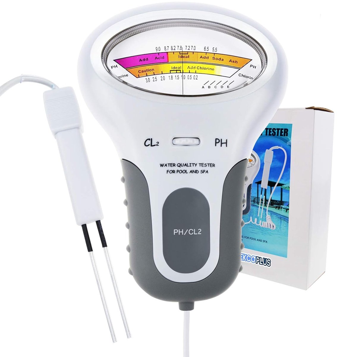 Bobypet - Watertester Zwembad & Spa - 2-in-1 Digital pH Meter en Chloormeter - Elektronische Waterkwaliteitsmeter - Witte