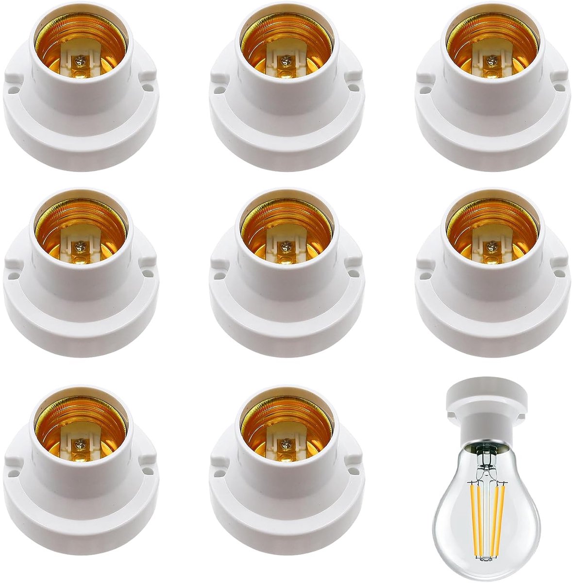 E27 lampenfitting set van 8 - vlakke fitting - universele basis voor LED-lampen - multifunctioneel gebruik - ShopVlot
