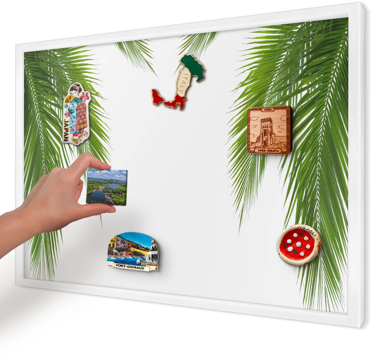 Artprintcave Groente Magneetbord mit Witte Lijst - 60x40 cm - Exotische Natuur Magneet Bord mit Frame - Modern Memobord Keuken - Natuur