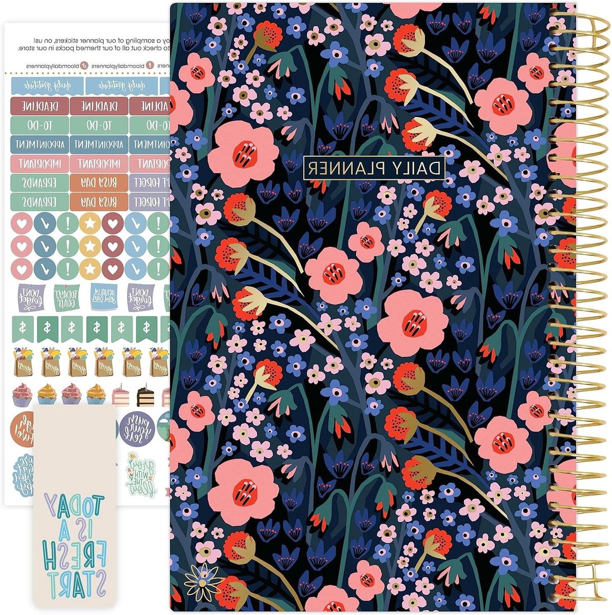 Ongedateerde Jaar Planner - Agenda Boek Organizer - Persoonlijke Planning - Maandelijkse Tabs - 5.5 x 8.25 inch - Blauw
