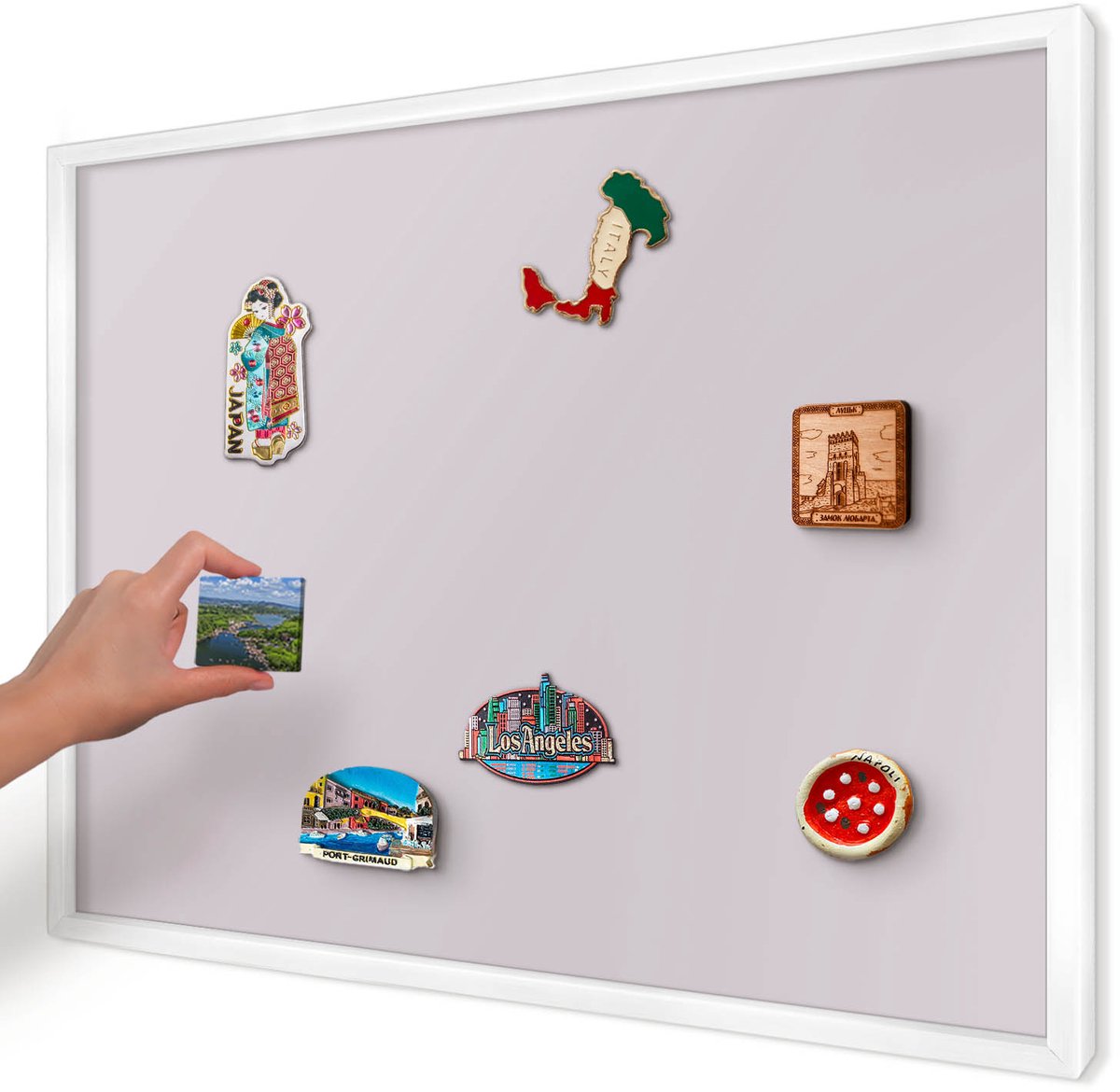 Artprintcave Paars Magneetbord mit Witte Lijst - 70x50 cm - Licht Lila Magnetisch Bord - Minimalist Memobord Keuken - Achtergronden En Patronen