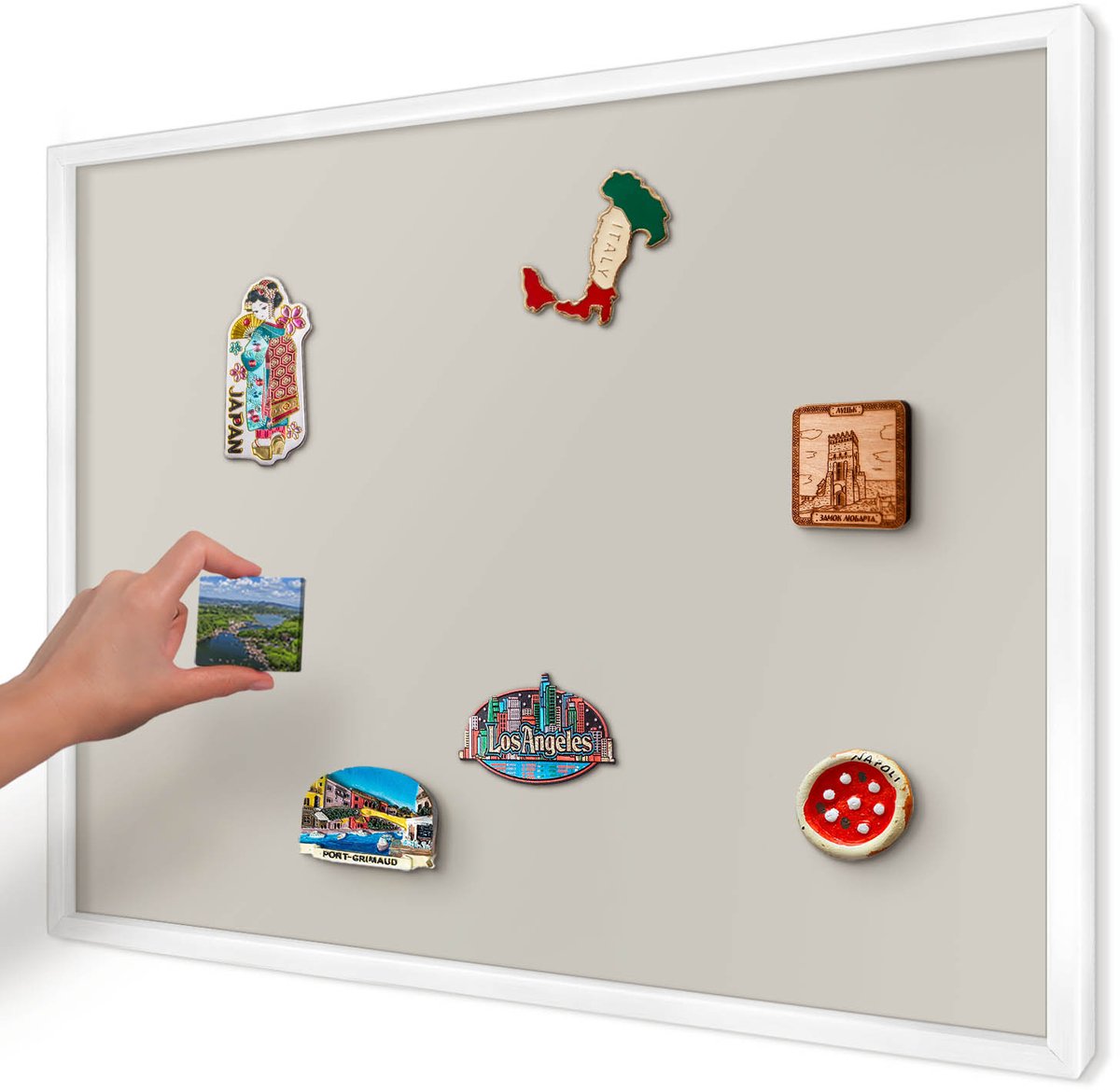 Artprintcave Romig Magneetbord mit Witte Lijst - 70x50 cm - Warme Steen Memobord Keuken - Minimalist Magneet Bord mit Frame - Achtergronden En Patronen