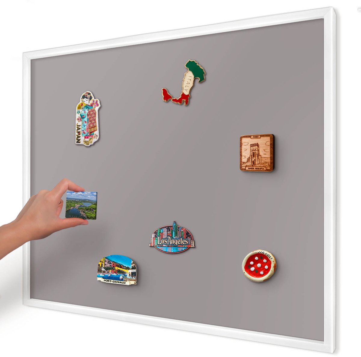 Artprintcave Paars Magneetbord mit Witte Lijst - 80x60 cm - Asgrijs Magneet Bord mit Frame - Minimalist Magnetisch Bord Voor Magneten - Achtergronden En Patronen