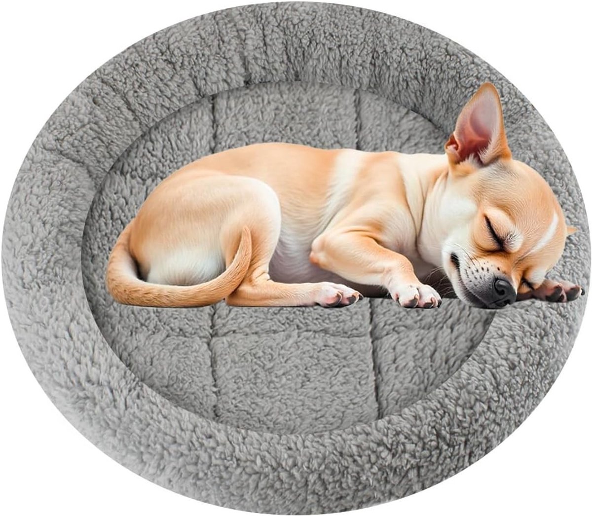 Ronde Pluche Kattenbed Mat van 40 cm, Comfortabele Kussen voor Kleine en Middelgrote Honden en Katten, Warm en Antislip voor Ontspannen Slaap