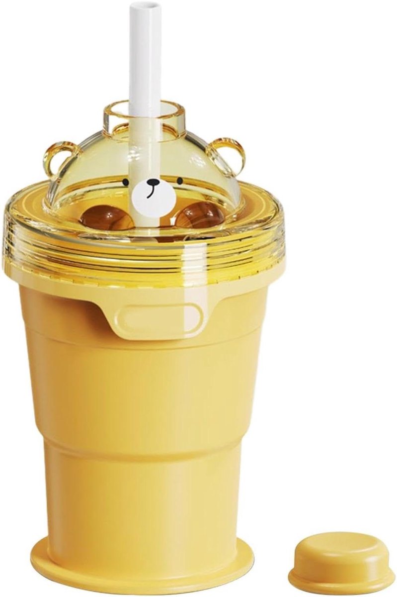 IJsmaker Rietjesbeker - Opvouwbare IJsbeker - Dranken Koelen - Geïntegreerd Rietje - 325 ml - Geel