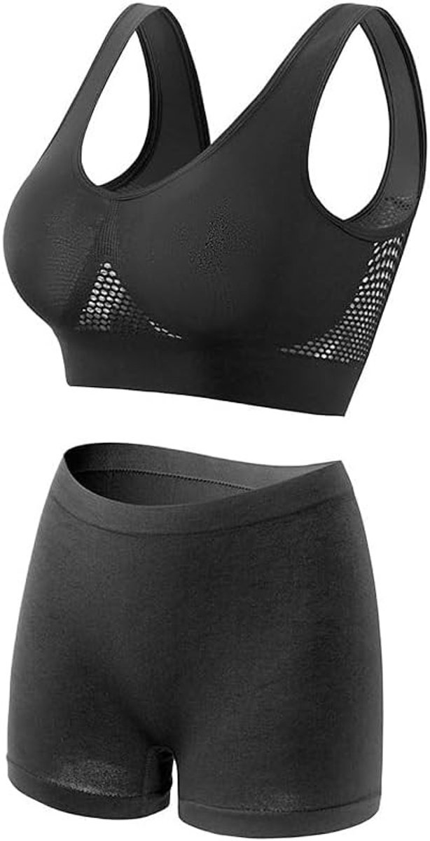 Ademend en Comfortabel Sportoutfit voor Dames - Naadloze Sportbeha en Elastische Shorts voor Joggen en Yoga