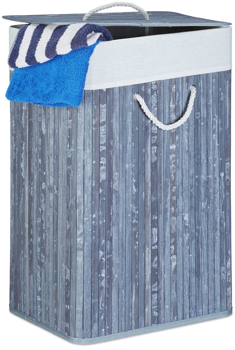 Omgoods - Bamboe Wasmand met Deksel, 83 Liter, Opvouwbaar