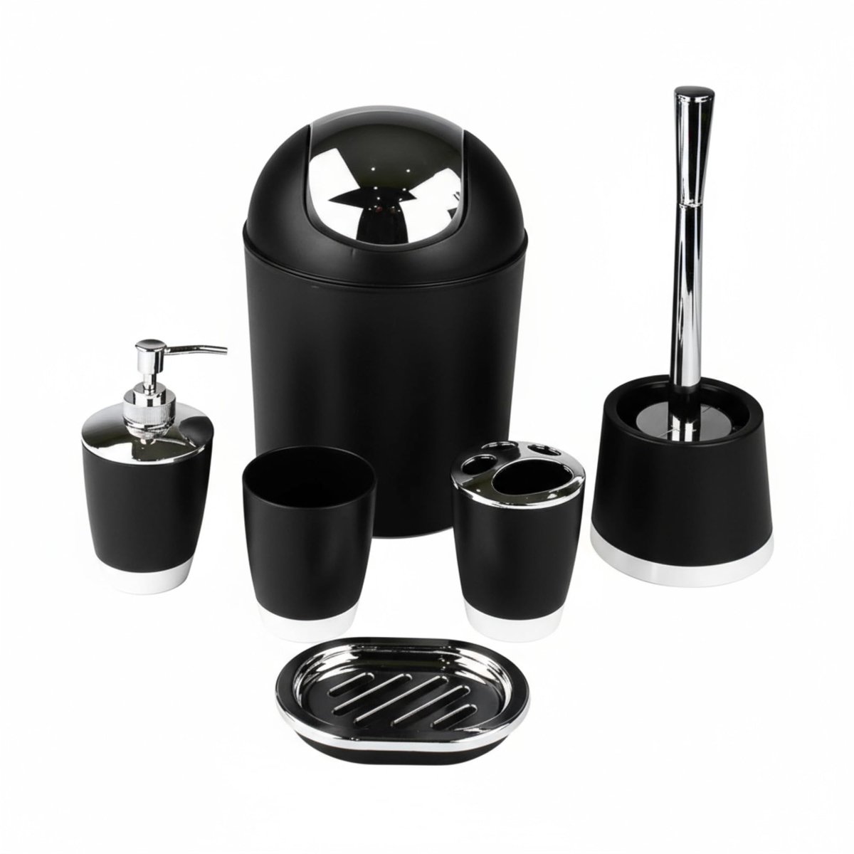 Omgoods - 6-Delige Badkamer Accessoireset - Zwart